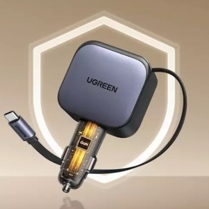 Incarcator pentru Masina, Cablu Retractabil USB-C, USB-C/A, 90W, Quick Charger, 70cm, Ugreen EC603, Negru - Img 2