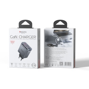 Incarcator priza, 2x USB-C, USB-A, GaN, 65W, Incarcare rapida, Yesido, Alb - Img 7