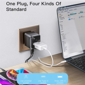 Incarcator priza pentru calatorie 3x USB, Type-C, EU, UK, US, AUS, 3.6A - Yesido (MC10) - Black - Img 2