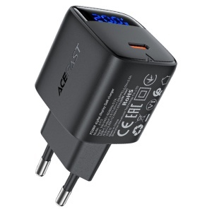 Incarcator Retea GaN 20W Acefast A113 Afisaj Digital, Fast Charging, 1x Type-C, PD, Negru