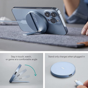 Incarcator Wireless MagSafe cu Kickstand, ESR HaloLock - Sierra Blue - Img 5