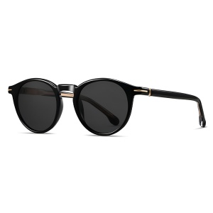 Ochelari de Soare Barbati, Protectie UV, Ramme TR90, Desing Rotund, set cu sticker, Model 31235, Negru
