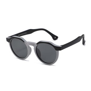 Ochelari de Soare Copii, 4-10 Ani, Filtru UV400, Desing Rotund, set cu sticker, Model 601, Negru;gri