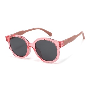 Ochelari de Soare Copii, 4-10 Ani, Protectie UV400, Stil Oval, set cu sticker, Model 627, Roz deschis