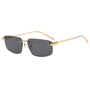 Ochelari de Soare Unisex, Protectie UV, Fara Margini, Stil Rectangular, set cu sticker, Model S098, Negru