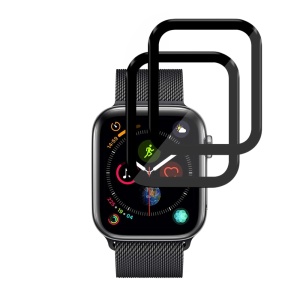 [Pachet 2x] Folie pentru Apple Watch 4 / 5 /6 / SE / SE 2 / SE 3 44mm, protectie zgarieturi, set cu sticker, Nano Flex, Negru