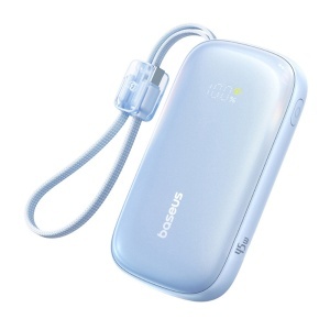 Power Bank 10000mAh 45W cu Cablu Detasabil, USB + USB-C, Incarcare Rapida pentru Laptop si Telefon, Baseus EnerFill FC21 Qpow 3 Ultra, Albastru