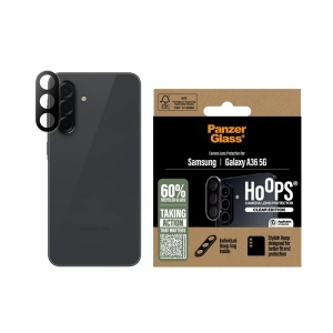 Protectie Camera pentru Samsung Galaxy A36 5G, Hoops PanzerGlass®, cu Separare Optica, Sticla Securizata, Anti-Zgarieturi si Anti-Reflexie, Transparenta