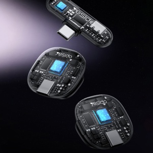 Set 2 microfoane lavaliera wireless, 3in1 Lightning, Noise Reduction, 2.4GHz, Yesido, Negru - Img 2