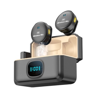 [Set 2x] Lavaliera Wireless Type-C cu Carcasa Incarcare, Noise Reduction, 2.4GHz, Autonomie 40h, LWS 5, Negru