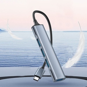 Statie de andocare 4in1, USB-C la 1x USB 3.0, 3x USB 2.0, 5Gbps, Aluminiu, Yesido, Gri - Img 4
