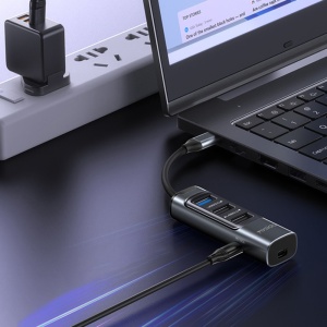 Statie de andocare 5in1, Type-C la 3x USB, Mini DisplayPort 4K, PD 100W, Yesido, Gri - Img 4