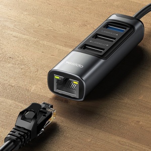 Statie de andocare, USB-C la USB 3.0, RJ45 1000Mbps, PD 100W, Yesido, Gri - Img 4