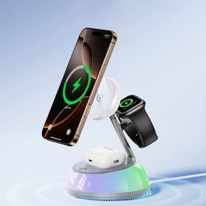 Statie de incarcare wireless 3in1, MagSafe, Lumini RGB, 20W, Yesido, Negru - Img 5