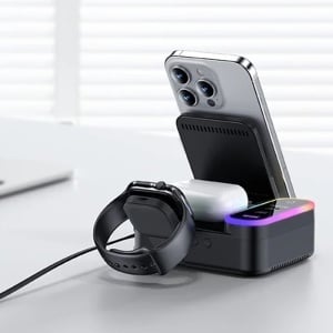 Statie de incarcare wireless, 8 in 1, MagSafe, 65W, Cablu retractabil, Yesido, Negru - Img 3