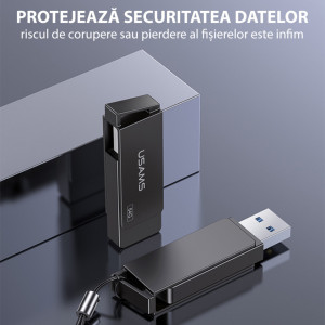 Stick Memorie rotabil USB 3.0, High Speed, 128GB, USAMS - Negru - Img 2