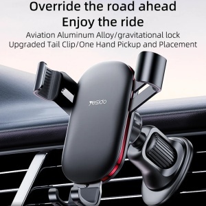 Suport auto telefon, Grila ventilatie, Gravitational, Rotire 360, Yesido, Negru - Img 2