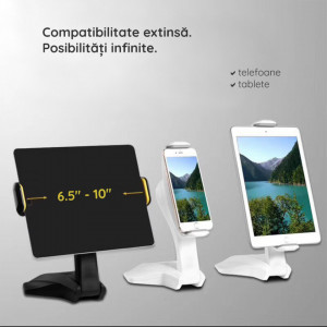 Suport Birou pentru Tablete intre 6.5" si 10", Yesido C21 - Negru - Img 3