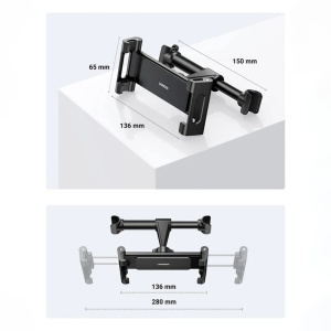 Suport cu Prindere de Tetiera pentru Telefon, Tableta 4.7" - 12.9", Rotire 360┬░, Extensibil, Ugreen LP160, Negru - Img 6