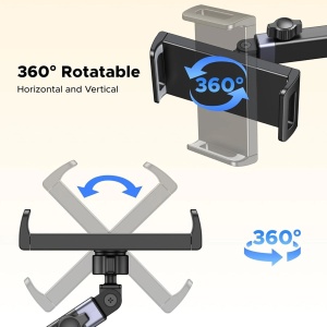 Suport cu Prindere de Tetiera pentru Telefon, Tableta 4.7" - 9.84", Rotire 360┬░, Extensibil, Ugreen LP904, Negru - Img 2