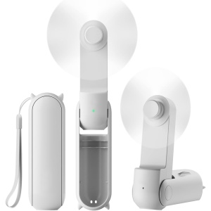 Ventilator Ultra Portabil 3 in 1, De Mână, De Birou, De Gât, 3 Trepte Viteza, Pliabil cu baterie Portabila 2000mAh, Autonomie 20h, SKDR AirMini - Alb