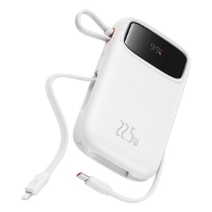 Acumulator Extern Lightning, 2x Type-C, USB, 22.5W, 20000mAh + Cablu Type-C, 30cm - Baseus Qpow Pro+ (P10055002223-00) - White