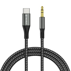 Adaptor Audio Premium NexaSound AC16, SKYDDAR INNOVATION, Type-C la Jack 3.5mm, DAC, Nylon Braided, 1m, set cu sticker, Gri