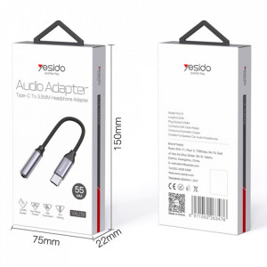 Adaptor Audio Type-C la Jack 3.5mm (YAU-19), Yesido - Negru - Img 5