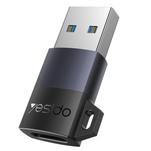 Adaptor OTG, USB 3.0 la Type-C, 480Mbps, 18W, Aliaj aluminiu, Yesido, Gri