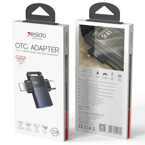 Adaptor OTG, USB la Lightning si Type-C, 5Gbps, Aliaj Aluminiu, Yesido, Argintiu - Img 7