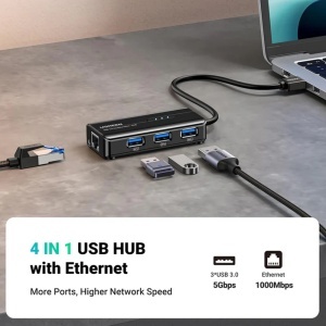 Adaptor pentru Internet, USB la USB, RJ45, 1000Mbps, 5Gb/s, Ugreen, Negru - Img 2