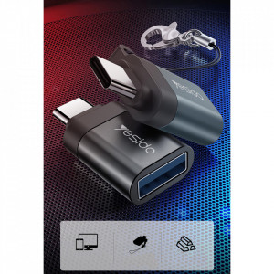 Adaptor Type-C la USB 3.0, Plug & Play, 5Gbps, Yesido (GS06) - Negru - Img 6