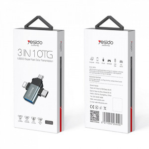 Adaptor USB 3.0 la Lightning, Micro-Usb, Type-C, 480Mbps, Yesido (GS15) - Negru - Img 5
