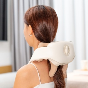 Aparat masaj cervical, 6 puncte masaj, Compresie termica, 2400mAh, Yesido, Beige - Img 4