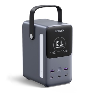 Baterie Externa cu Display Digital, 48000mAh, 2x USB, 3x Type-C, 300W, QC, PD, 5V/3A, Ugreen PB770 - Gri