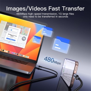 Cablu de date, USB la Type-C, 18W, 1.2m, Yesido, Negru - Img 2