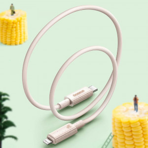 Cablu Type-C to Lightning, Fast Charging, 20W, 480Mbps, 1m - Baseus Habitat Series (P10360201631-00) - Natural Green - Img 6
