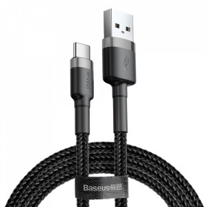 Cablue de date USB la Type-C, 3A, 1m, Cafule Baseus - Gri Negru