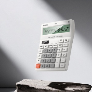 Calculator de birou, Ecran LCD 12 cifre, Functii TAX si Check, Alimentare Duala, Yesido, Argintiu - Img 3