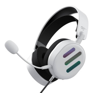 Casti cu Fir pentru Jocuri Video RGB, USB, microfon - Havit (H2038U)RGB, USB, microfon - White
