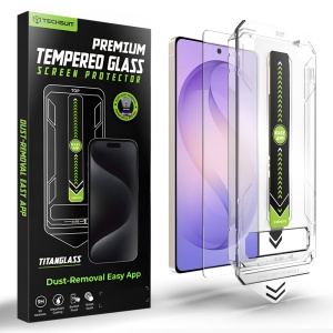 Folie pentru Samsung Galaxy S26 Ultra, sticla securizata, Sistem montare, Protectie 9H, set cu sticker, TitanGlass CrystalHD, Negru