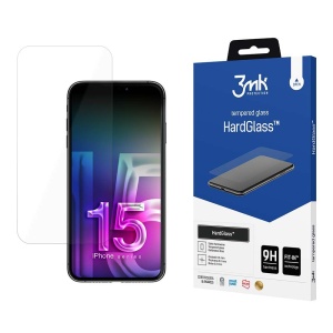 Folie sticla iPhone 15, HardGlass Tempered Screen Protector 3mk, Transparenta