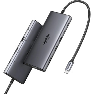 Hub USB-C la 3x Type-C, 2x USB, HDMI, RJ45, Jack 3.5mm, VGA, TF, SD Card, Ugreen, Gri