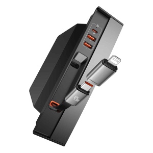 Hub USB-C Tesla Model 3/Y, HDMI, 3x USB, RJ45, Type-C PD, Design Integrat T-Space, Baseus B00051300111-00, Negru