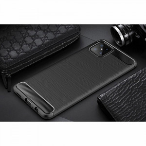 Husa Honor X8 din silicon, Slim, cu textura Fibra Carbon - Negru - Img 3