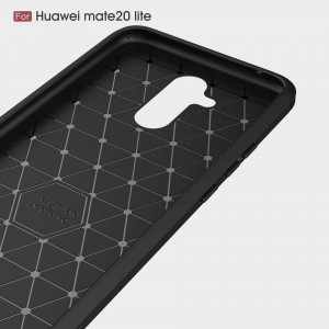 Husa Huawei Mate 20 lite din silicon, Slim, cu textura Fibra Carbon - Negru - Img 5