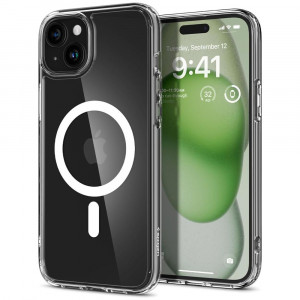 Husa iPhone 15, Spigen Ultra Hybrid MagSafe - Alb