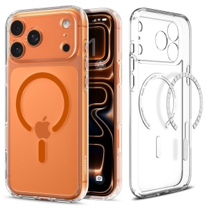 Husa iPhone 17 Pro Max, Antisoc, Ultra Hybrid MagSafe Spigen, Portocaliu;transparenta