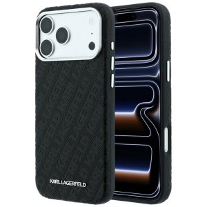 Husa iPhone 18 Pro / iPhone 17 Pro - Karl Lagerfeld Grained Leather Metal Logo MagSafe (KLHMP18LPSKLFOFK) - Black