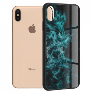 Husa iPhone XS Max cu sticla securizata, Techsuit Glaze - Blue Nebula - Img 1